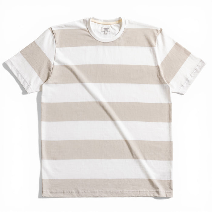 Striped Tee in White/Pumice Stone