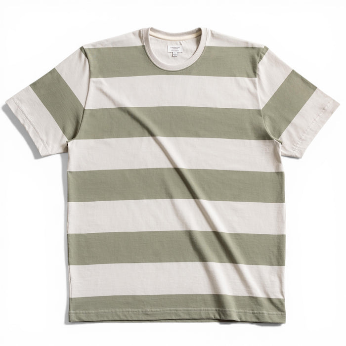 Striped Tee in Pumice Stone/Dusty Olive