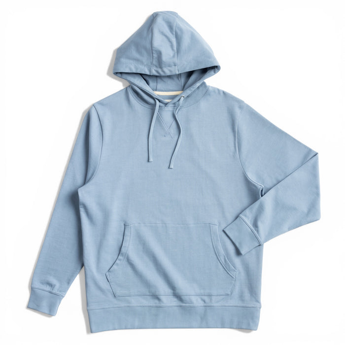 French Terry Pullover Hoodie in Faded Denim